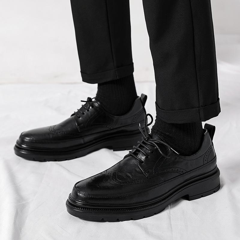 2025 spring and autumn new men's block casual leather shoes men's formal business men's shoes men's English leather Sh