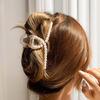 Large Size Hair Claw Clamp Imitation Pearl Cross Claw Hairpin Women Accessory for Daily Wear