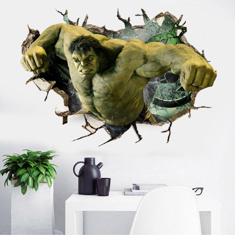 Vibrant 3d Superhero Avengers Wall Stickers Kids Cartoon Room Decor Removable Pvc Wallpaper