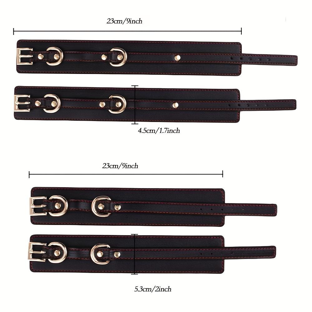 13pcs BDSM Bondage Fun Set For Adult Restraint, Leather Handcuffs, Ankle Cuffs, Eye Mask, Mouth Plugs Ball Gag For Couples Flirting Sex Toys