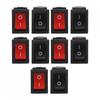 10PCS For Mini Rocker Switch 2 Pin ON OFF SPST Black Red for Cars Household Use
