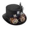 Steampunk Flat Top Hat Halloween Costume Hat Black Carnivals Top Hat with Goggles and Hand Skeleton for Women Dress Up