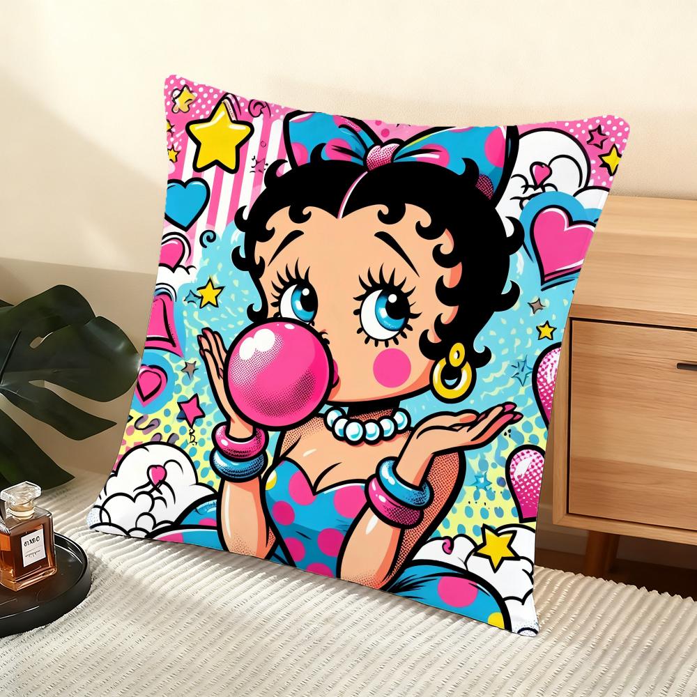 B-Betty B-Boop Cushion Cover Soft Short Plush Pillow Cover Smooth Cozy Texture Aesthetic Cushion Case Home Decor