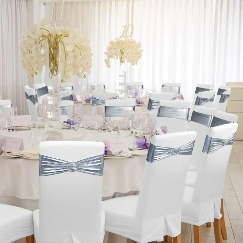 Spandex Stretch Chair Sashes Buckle Slider Universal Fit Chair Ties Anti Slip Elastic Chair Cover Bands