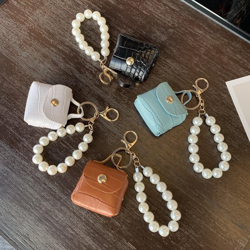Perlen Tasche Anhänger Auto Schlüsselanhänger Handgefertigt Mini Tasche Zubehör Schmuck PU Leder D-Schnalle Großhandel