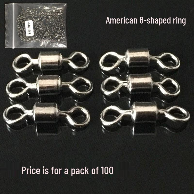Pack of 100 B-Type Figure-8 Swivel Snap Fishing Connectors, Stainless Steel No. 8 [Pack of 100]