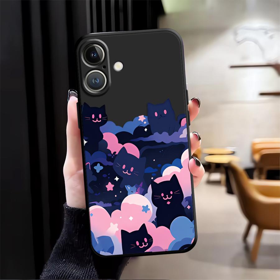 Funda Phone Cover Case for Apple iPhone 17 Pro Max 12 16 14 Air 11 15 Pro 7 8 XR XS MAX 13 Cat Starry Night