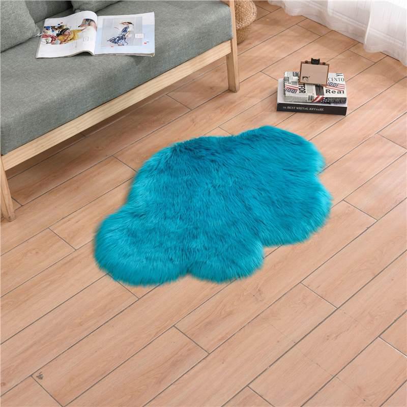 Faux Wool Cloud-Pattern Long Pile Rug for Living Room, Bedroom, and Bay Window