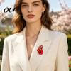 Commemorative Blazer Pin Never Forgotten Victory Blossom Brooch, Red Flower Lapel History Keepsake Brooch with Rhinestone, Alloy Memorial Badge