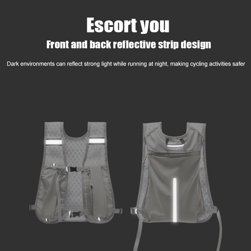 Running Vest With Multiple Pocket Lightweight Reflective Hydration Backpack Breathable Material Vest For Climbing Hiking Camping