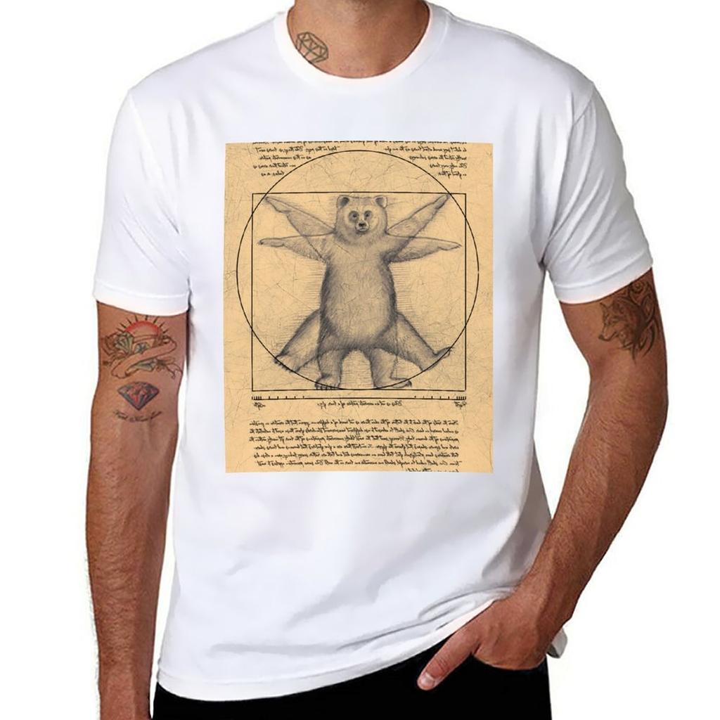 New The vitruvian bear TShirt boys t shirts Aesthetic clothing mens plain t shirts