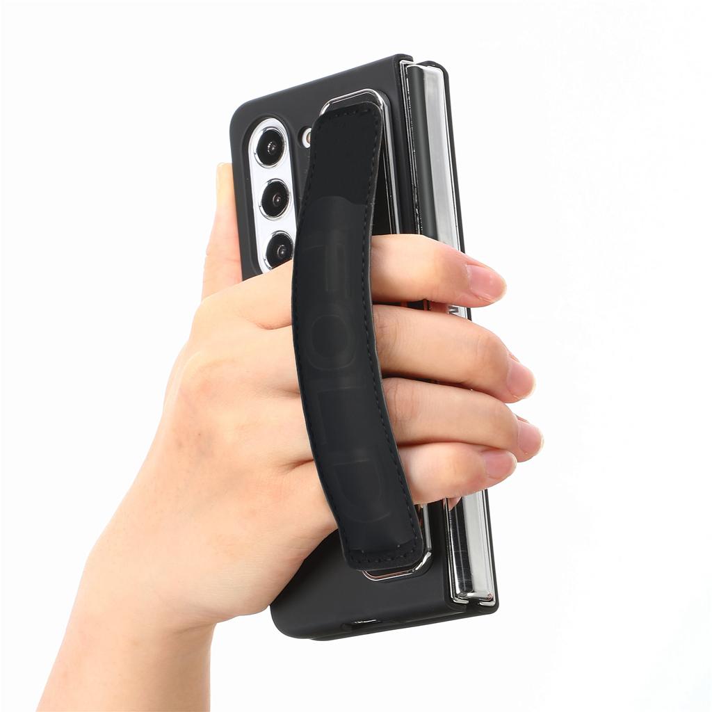 For Samsung Galaxy Z Fold6 5G Case Wristband Pen Slot Leather+PC Phone Cover with Screen Film