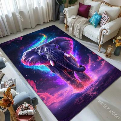 Neon Fantasy Elephant Pattern Carpet for Living Room Bedroom Bedside Floor Mat Sofa Table Area Rugs Home Decor Fast Shipping