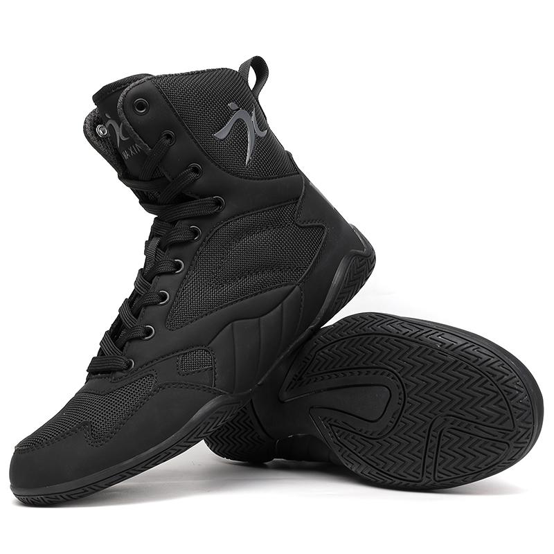 Wrestling Shoes Mens Professional Training Boxing Sneakers Large Size Black Gray Rubber Sole Gym Outdoor Sports