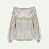 Fashion One-word Neck Striped Off-the-shoulder Knitted Women Sweater Autumn and Winter Pullover Loose Simple Office Sweaters Casual Long Sleeve Tops