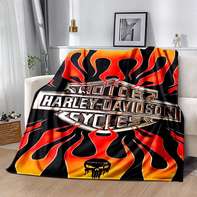 Vintage Motorcycle Flannel Blanket Soft All-Season Throw, Design for Camping, Car Travel, Hiking Sofa, Bed, Office Perfect Gift for Parties