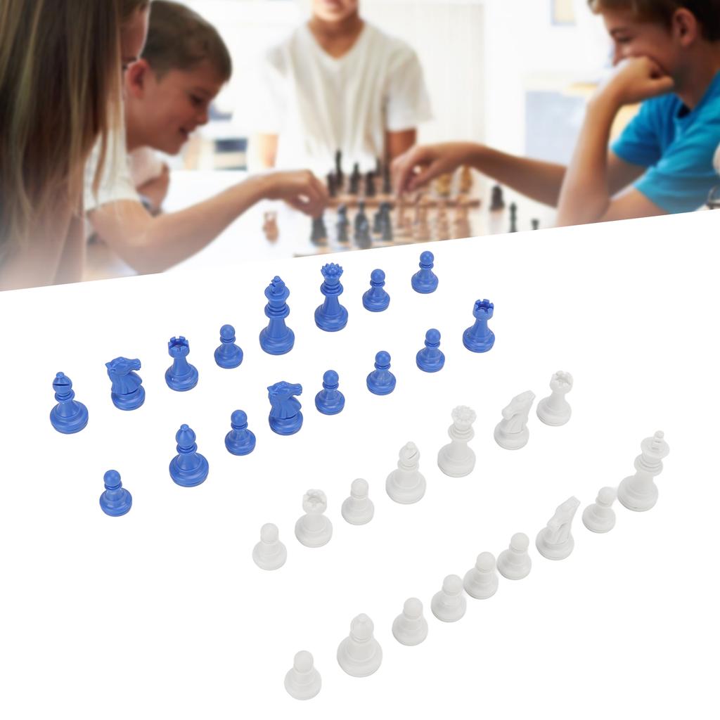 Chess Pieces Only PS Plastic Replacement Chessmen Figurine Pieces 49mm Height King for Party Relaxing(Black White )