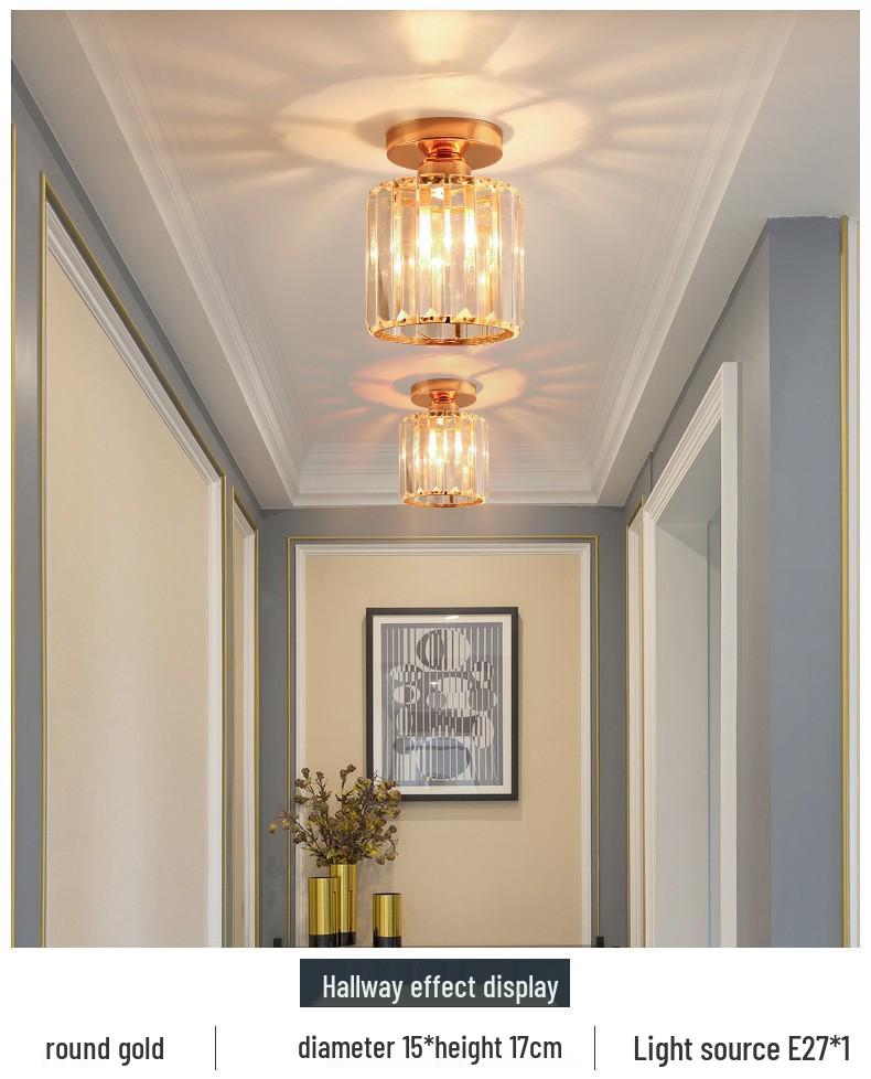 Crystal Ceiling Light for Modern Spaces - Elegant, Simple, Nordic Design for Corridors, Balconies, Entrances, and Bedrooms