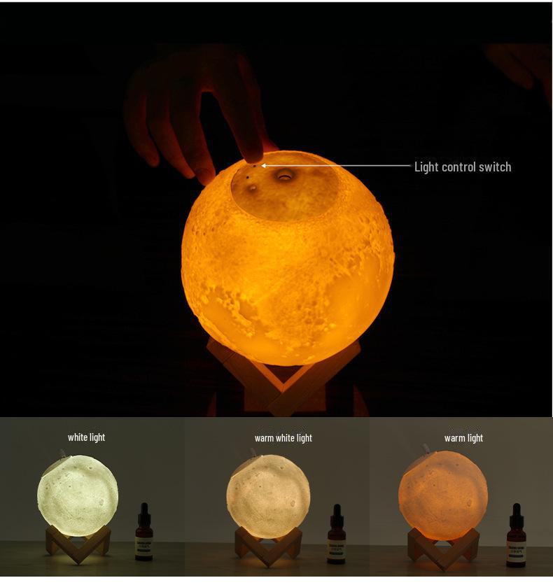 3D Moon Lamp Humidifier: 880ml USB-Powered Night Light for Home & Office