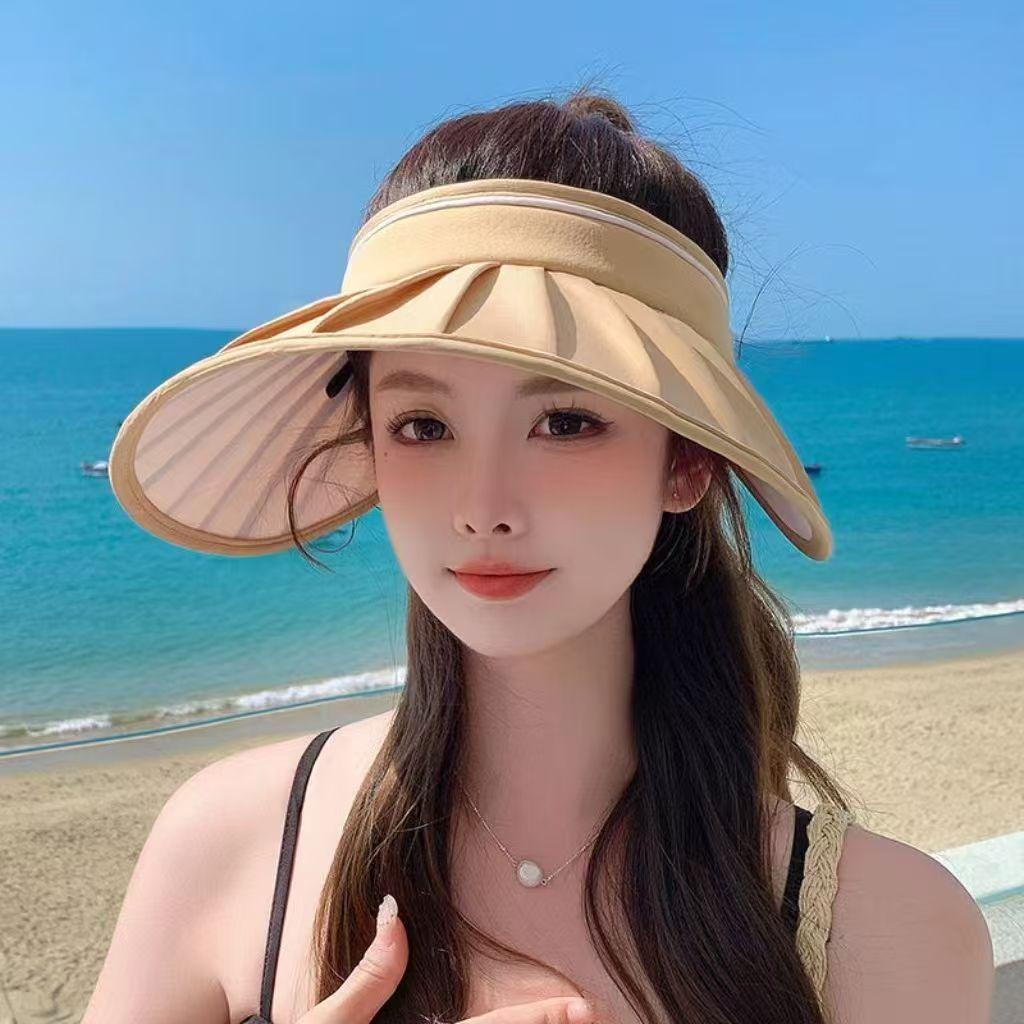 Sun hat women's summer new empty top shell hat sun protection and UV protection outdoor travel big brim face cover sun hat