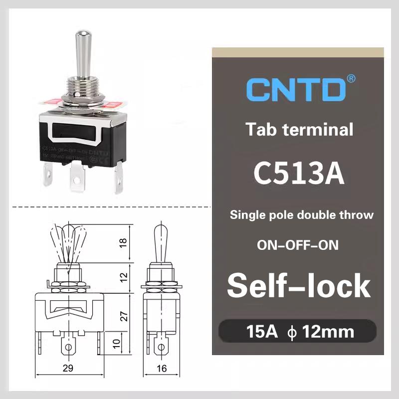 CNTD C5 Toggle Switch Self-locking 15A 250VAC Single Pole Double Pole Switch With Rainproof-cap Switches4