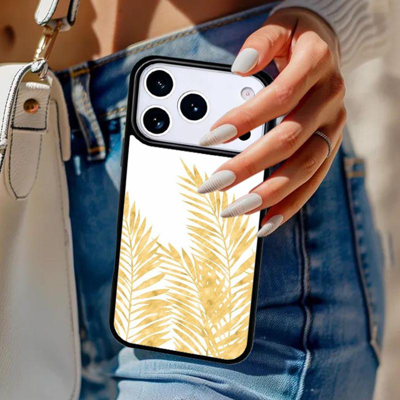 Watercolor Palm Leaves PINEAPPLE Phone Case For iPhone 17 Air 14 15 13 12 Max Cover For Apple 16e 11 Pro Max Plus Coque