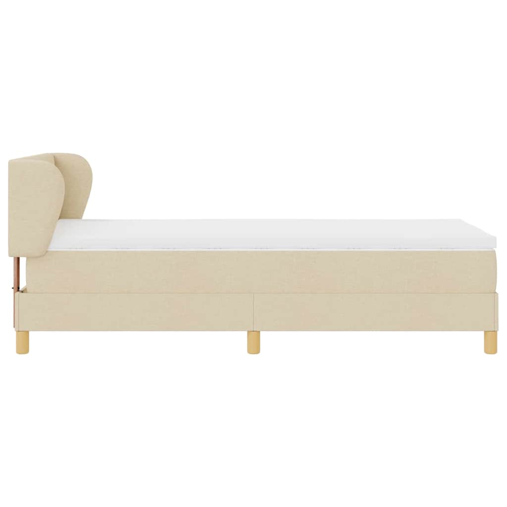 Box Spring Bed with Headboard Cream 90 x 190 cm Fabric