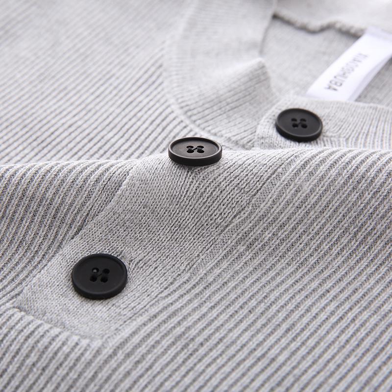 Men's Crew Neck Button Detail Knit Sweater Loose Lazy Casual Pullover