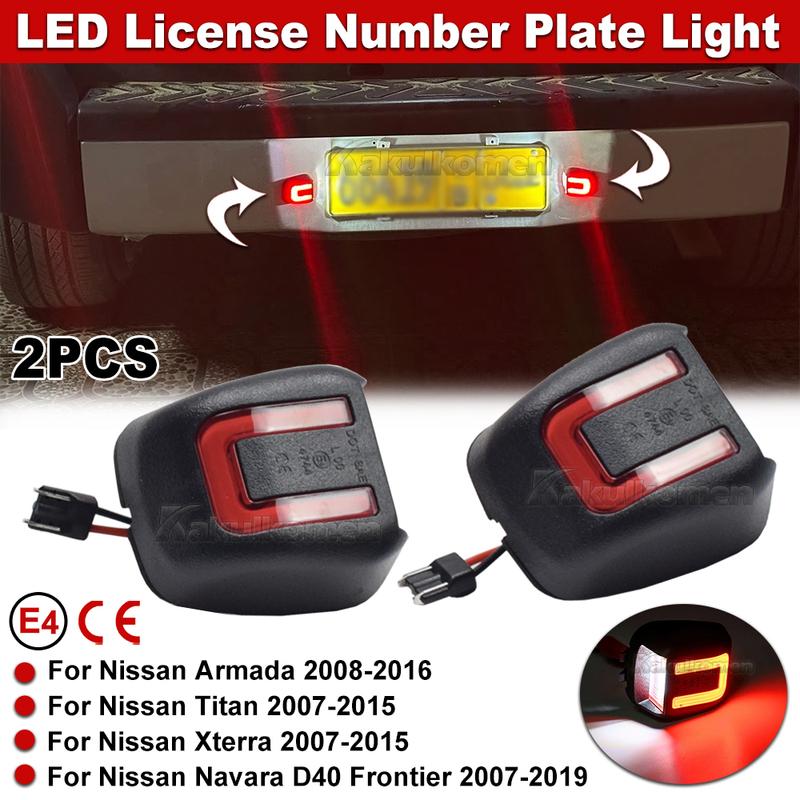 2PCS LED Number License Plate Lights Canbus White For Nissan Navara D40 Frontier Armada Titan Xterra Suzuki Equator