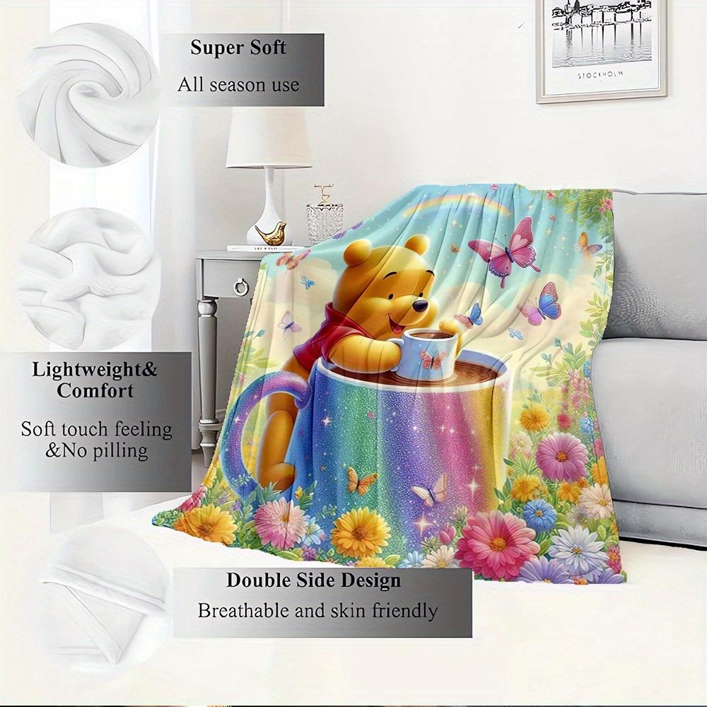1pc flannel winnie the pooh butterfly rainbow floral bedding throw blanket sofa cover gift home decoration plush