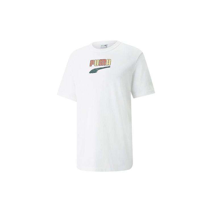 PUMA T Shirts Men's White Crew Neck Moderate Straight Fit 535359-02