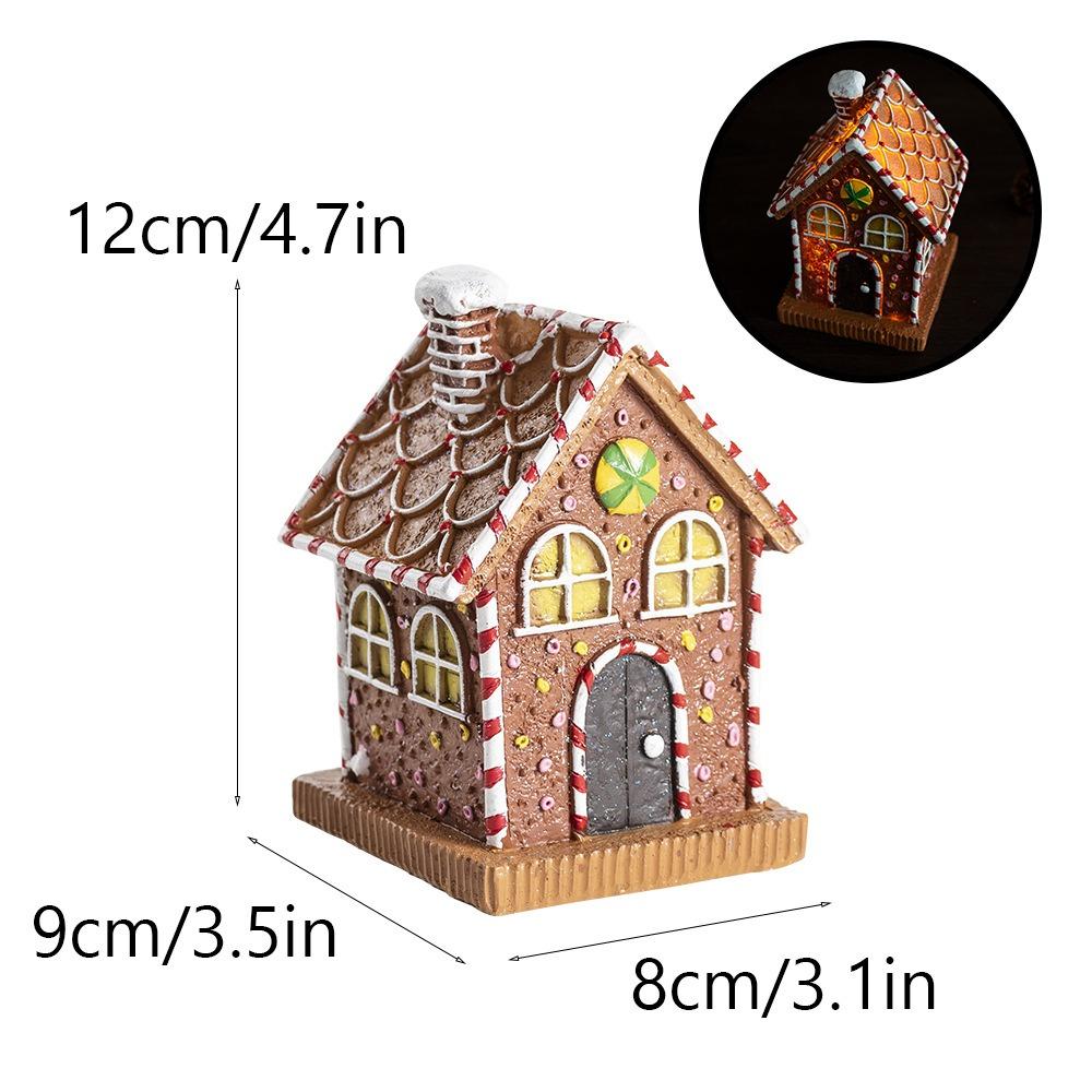 Resin Gingerbread House Ornament Luminous Gingerbread House Figurines Gift