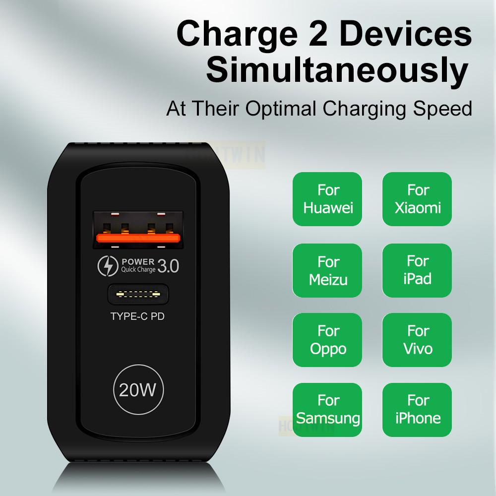 QC3.0+PD20W Mobile Fast Charger - EU/UK Plug