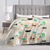 Mid Century Modern Yoga Pattern With Cats Blankets Soft Warm Flannel Throw Blanket Plush for Bed Living room Picnic Travel Home