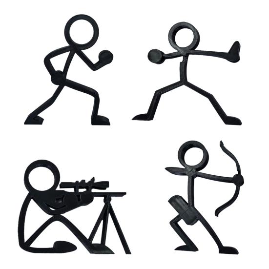 3D-gedruckter Stifthalter Schwarz Strichmännchen Stiftdisplayständer Strichmännchen Krieger Stifteorganizer für Zuhause Büro Schreibtischzubehör