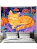 Orange Cat In a Dreamy Mushroom Forest  Art Tapestry  Bedroom Decor Wall Hanging