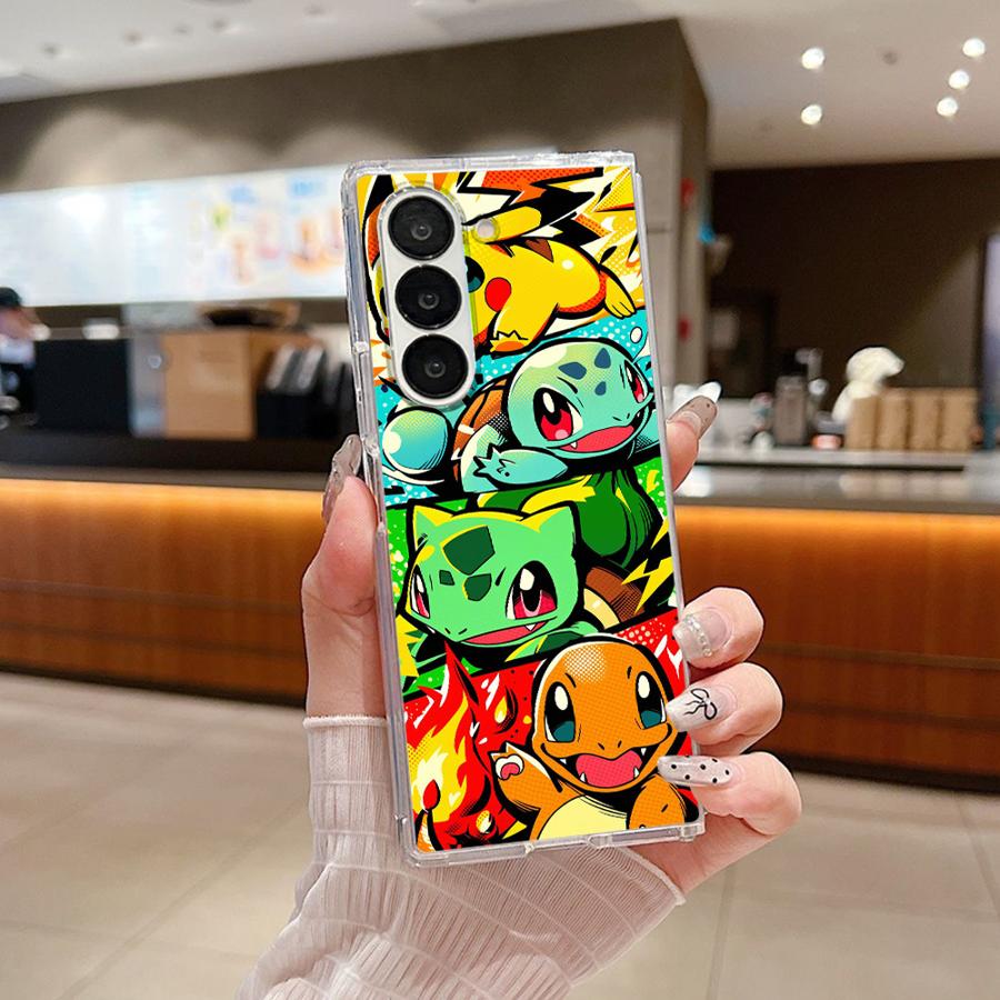 Cartoon Hot Pokemon Transparent Soft Phone Cover Case for Samsung Galaxy ZFold3 ZFold6 ZFold5 ZFold7 Z Fold 7 6 5 4 3 ZFold4