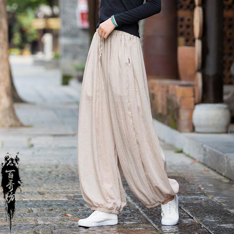 

Винтажная одежда для йоги, женские брюки с высокой талией, мешковатые, свободные, большого размера, женские брюки-карго, широкие штанины One Size бежевый