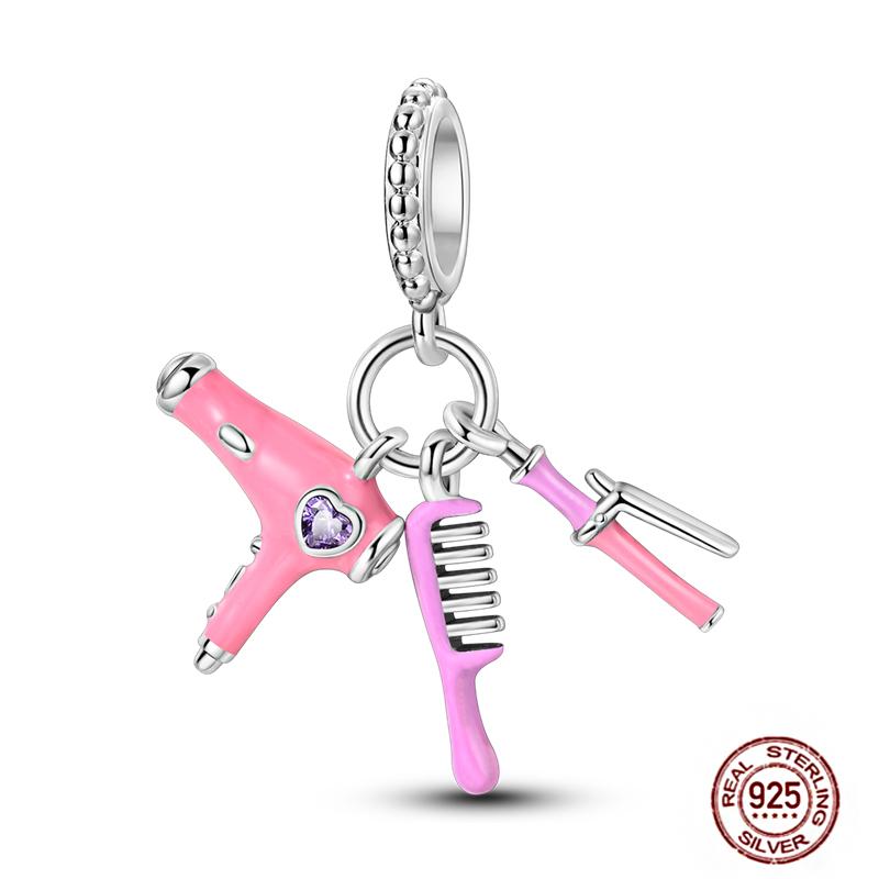 Daily Articles Copper Pink Perfume Charms Camera Dumbbell Smart Watch Beads Fit Original Bracelets Diy Jewelry Gift