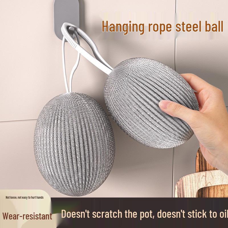 Large Encrypted Steel Wool Ball with Lanyard - Stainless Steel Pot Brush & Dish Cleaner Set 1-pack Trial Steel Wool Ball
