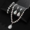 2026 Jewelry Necklace Earrings Bracelet Three-piece Full Diamond Flower Bridal Jewelry Set Dress Accessories