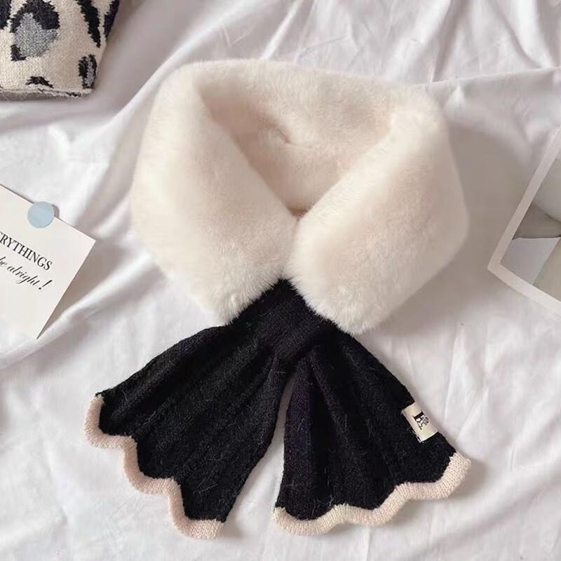 DeO Starlight Warm Knitted Faux Fur Collar Scarf One Size