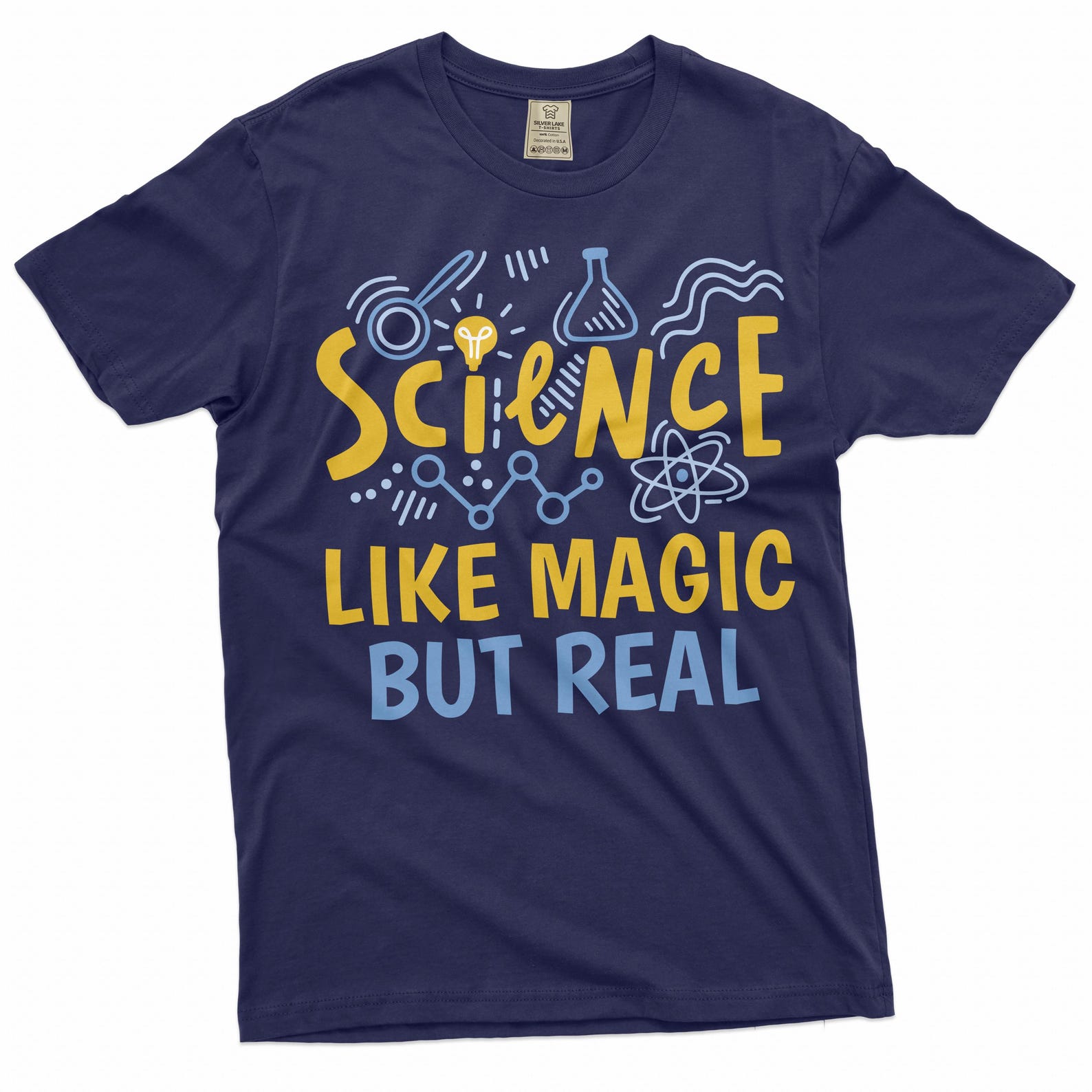 Funny Science T-shirt Science like magic but real nerd geek gift funny tee shirt school men s tees S