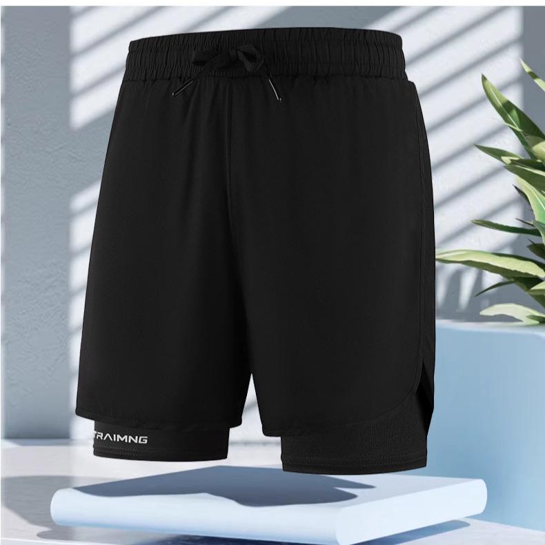 Men's Quick-Dry Double-Layer Running Shorts, Euro Size, Casual Summer Style