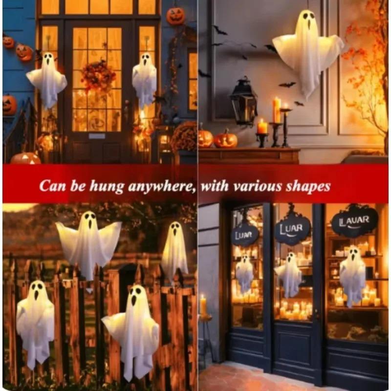 LED Glow Ghost Halloween Home Indoor Outdoor Decoration Party Supplies 2026 Haunted House Bar Hanging Horror Props with Lights