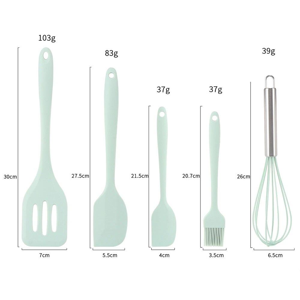 5 unids/set juego de utensilios de cocina utensilios de cocina de silicona juego de herramientas de cocina antiadherentes batidor de huevos espátula utensilios de cocina accesorios para barbacoa herramientas