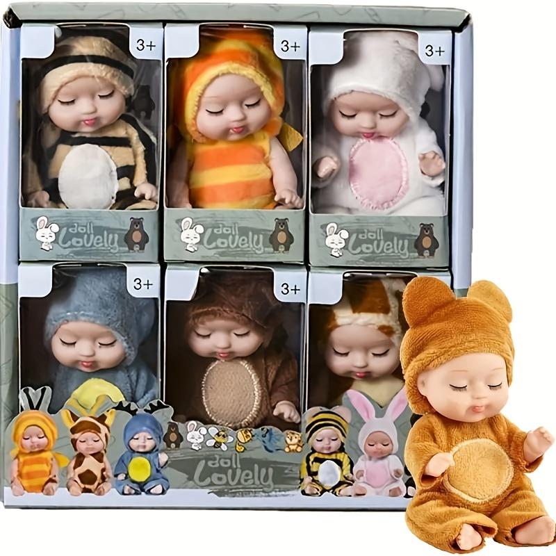 6pcs Fairy Princess Doll Set with Pajamas - 10.92cm Cute Animal Youngsters Dolls In Gift Box - Perfect for Birthdays