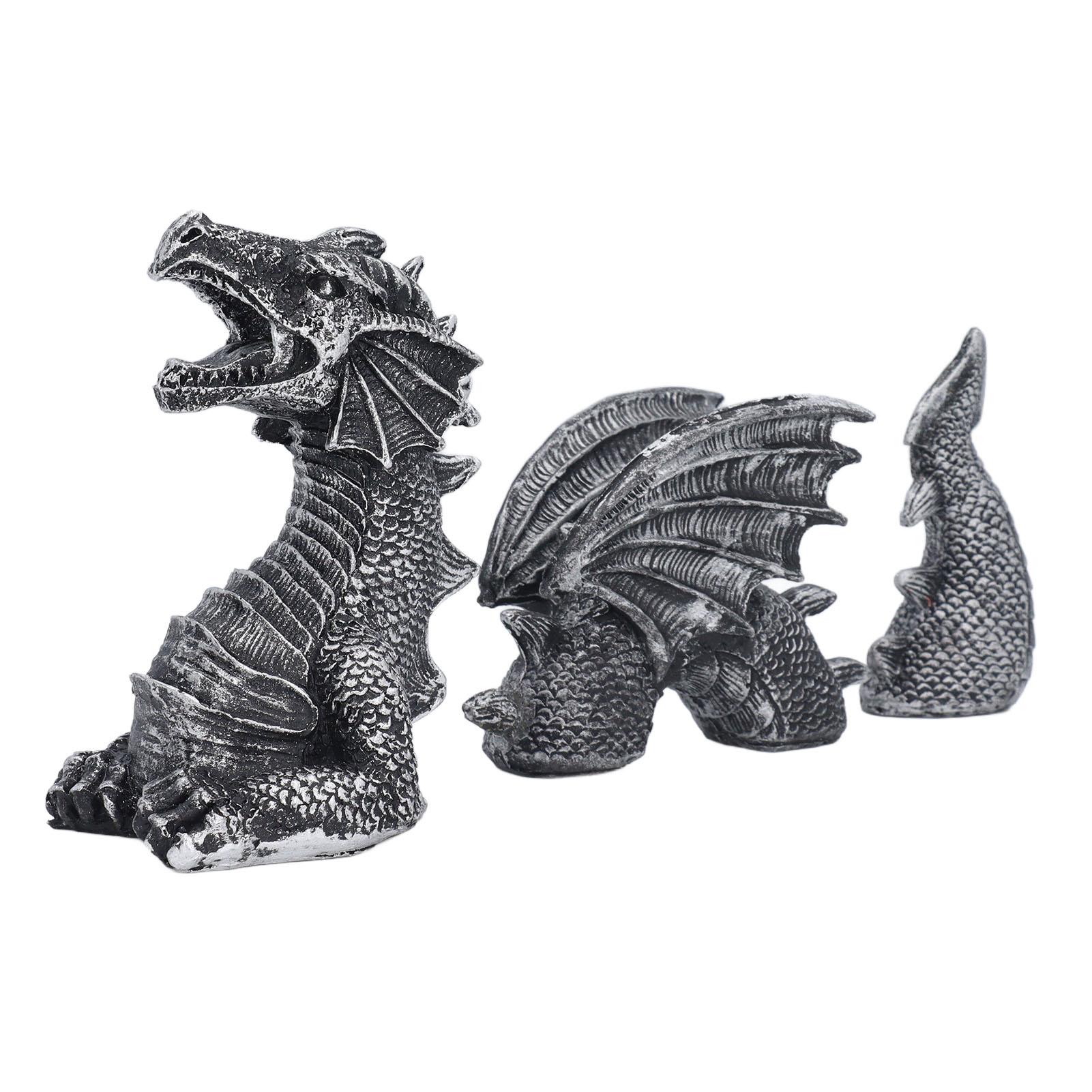 

Dragon Statue 3 Part Waterproof Resin Lifelike Decorative Dragon Sculpture Ornament for Desk Fish
