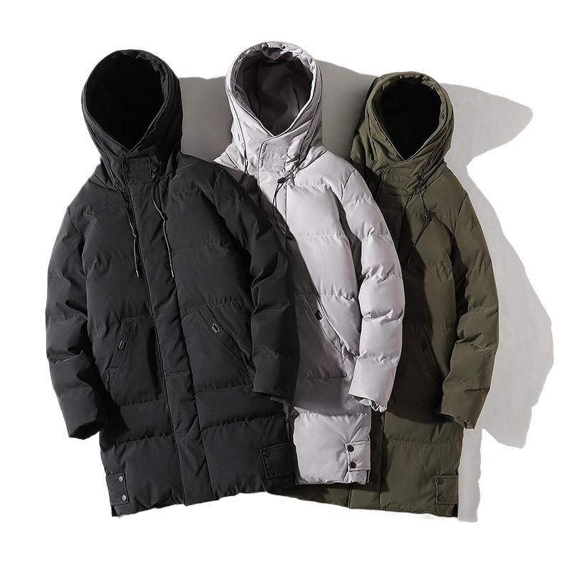 Men's Cotton-padded Jacket Medium and Long Down Cotton-padded Jacket Warm and Thickened Hooded Large-size Cotton-padded Jacket