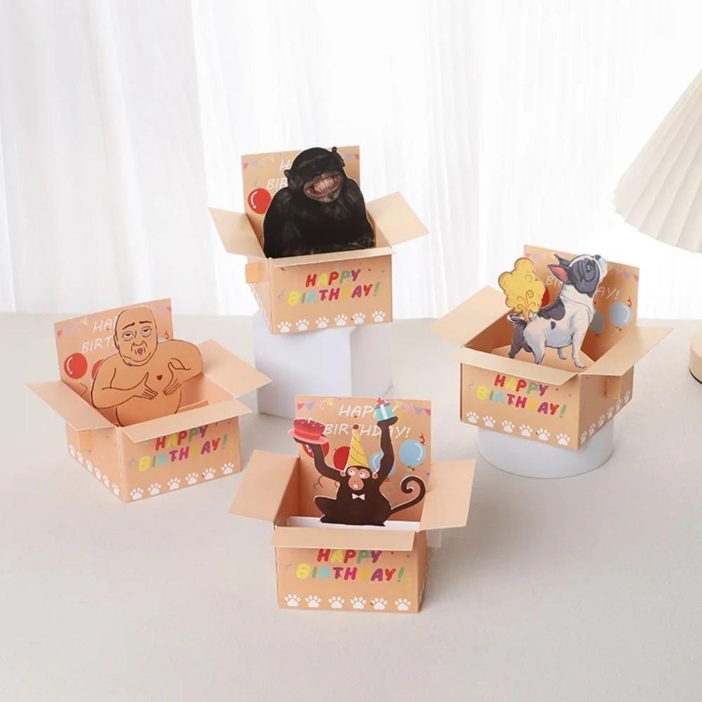 Novelty 3D Birthday Greeting Card Humorous Character Invitation Card Whimsical Card  Kids Birthday